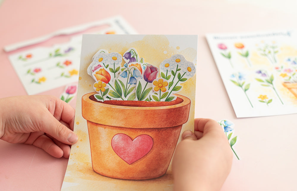 Muttertagsbasteln mit Kindern – Blumentopf & Blumen zum Ausschneiden