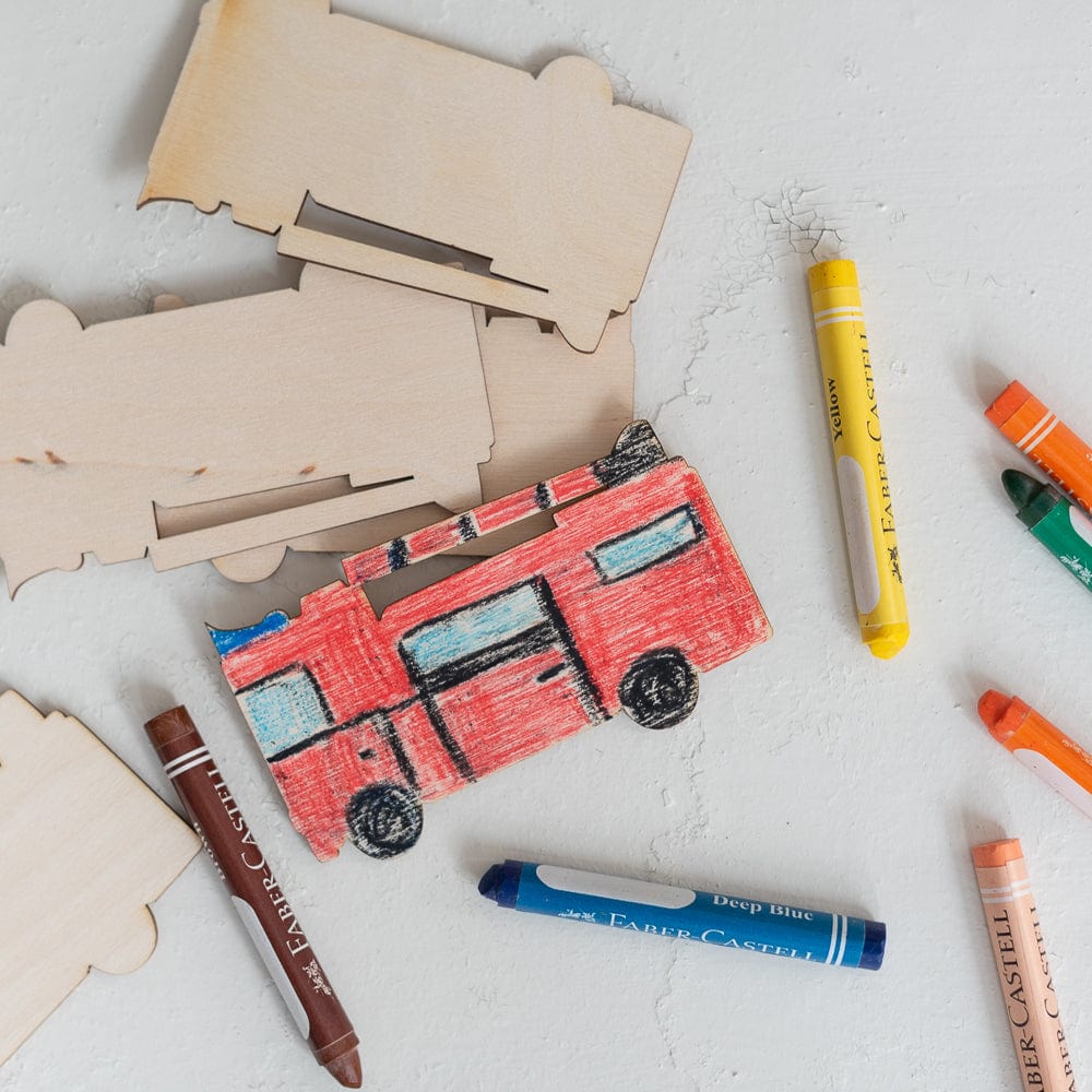 Feuerwehr aus Holz zum Bemalen - Mitgebsel 8 Stück