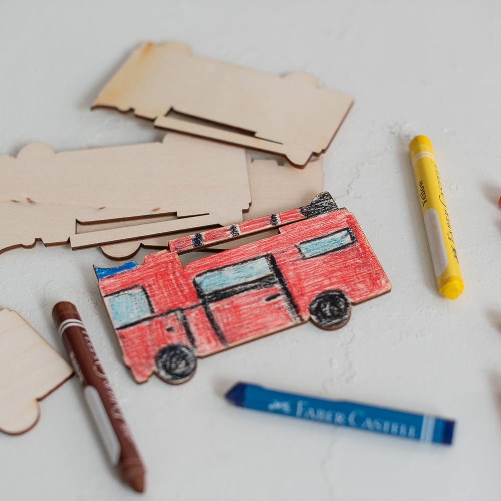 Feuerwehr aus Holz zum Bemalen - Mitgebsel 8 Stück