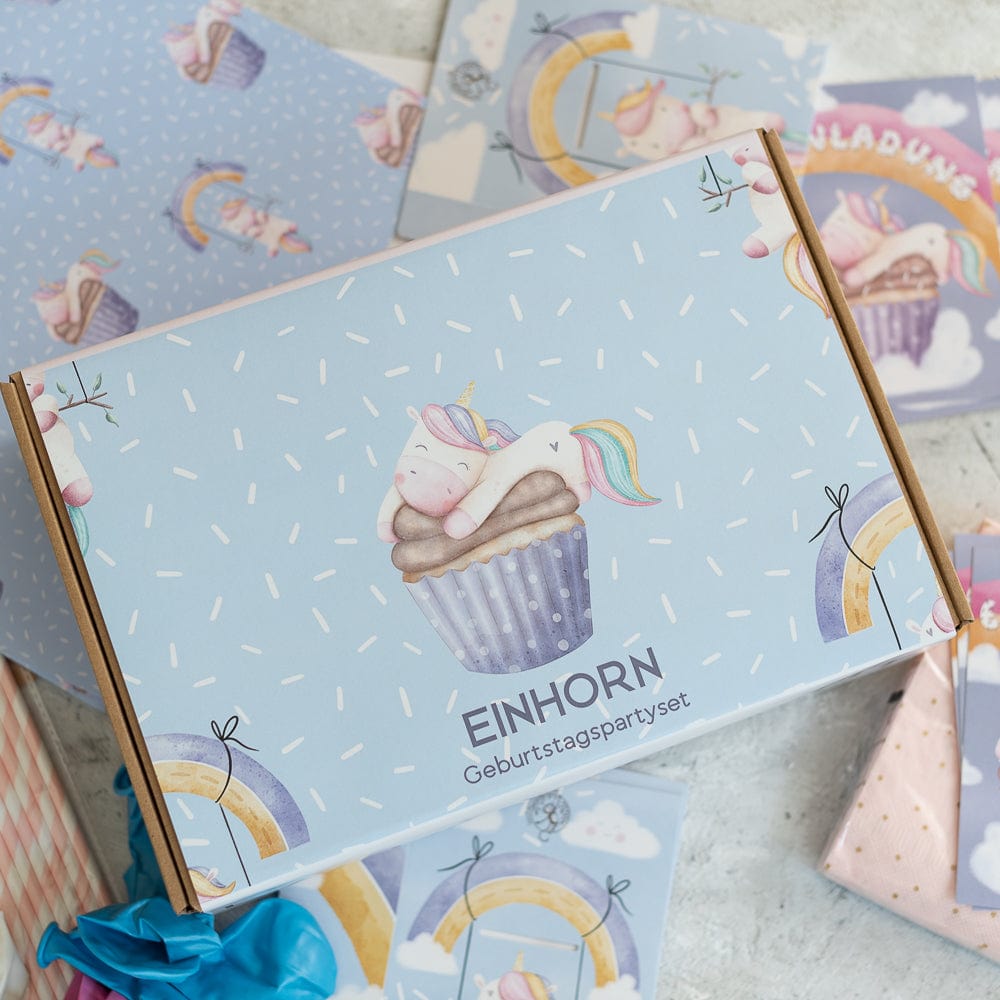 ULTIMATIVES PARTYSET - Baby Einhorn Geburtstag - alles in einer Box