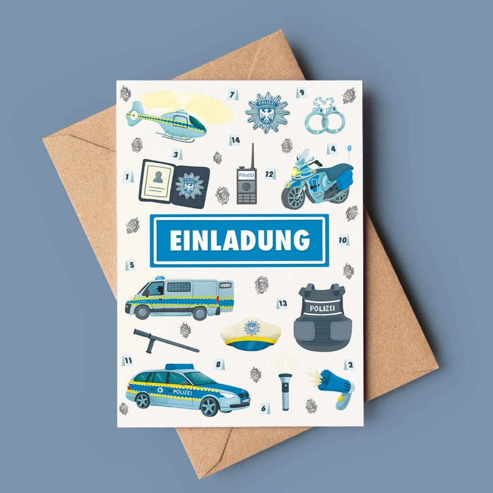 Polizei Einladung -  10 Stück
