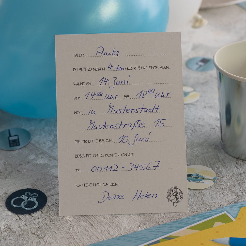 Polizei Einladung -  10 Stück