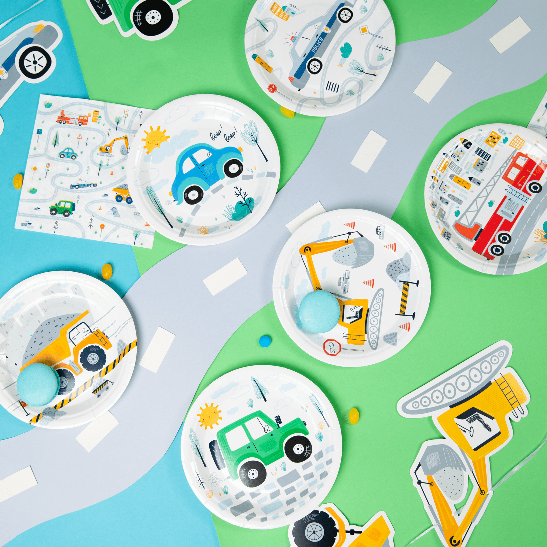 Pappteller Autos 6 Stück