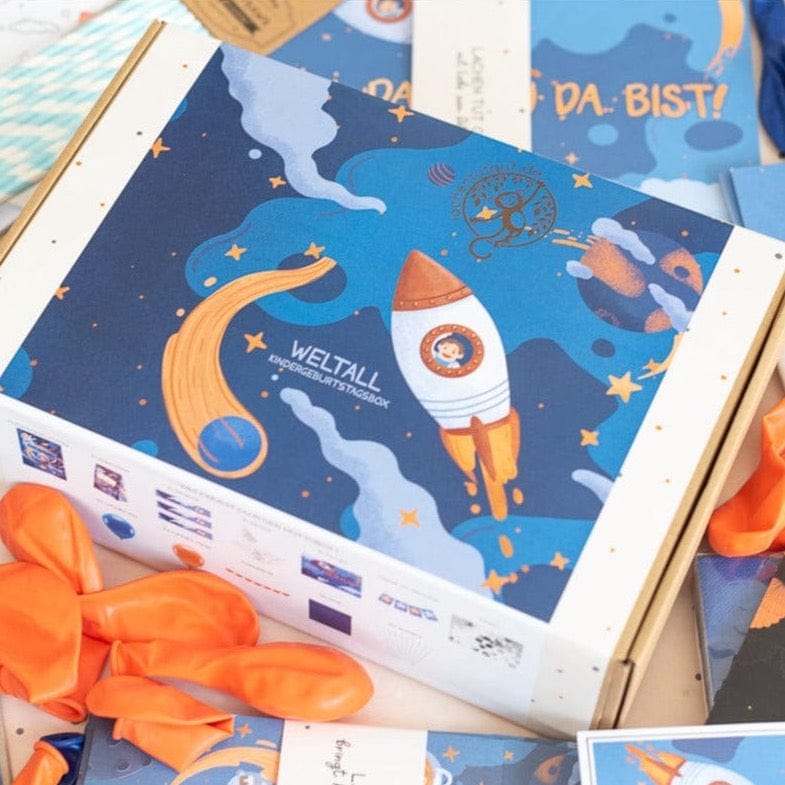 Kindergeburtstag Weltall Weltraum Astronaut Astronauten Motto Mottoparty Mottobox Deko Tischdeko Dekorieren Jungen Mädchen