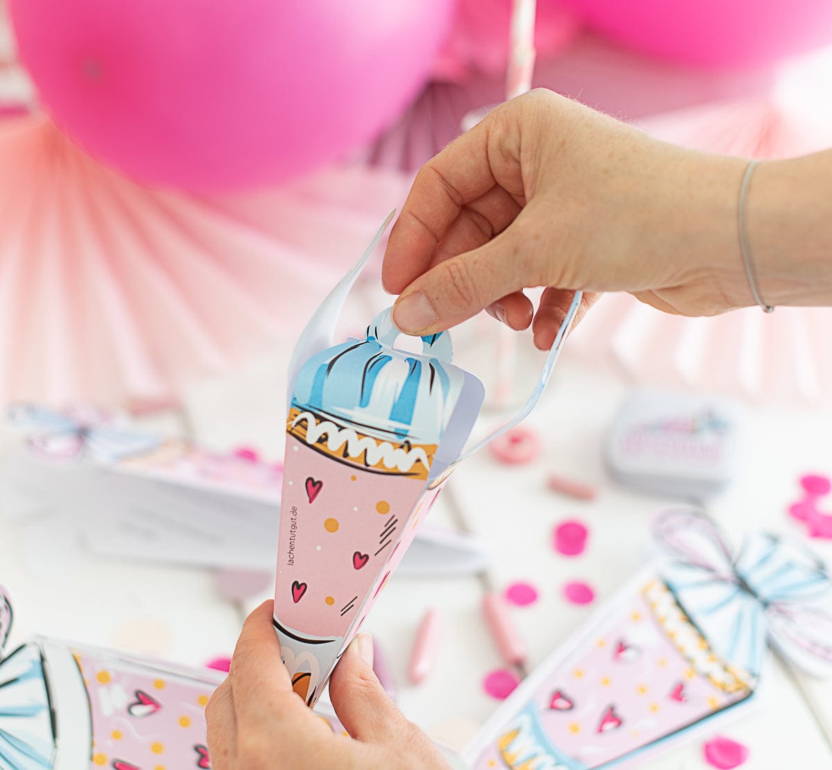 Gastgeschenk zur Einschulung Schultüte - pink 5 Stück
