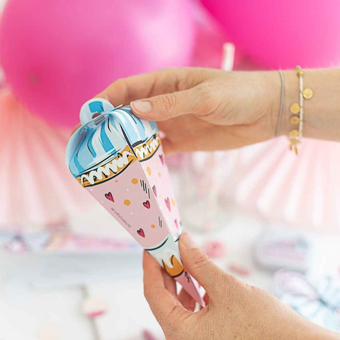 Gastgeschenk zur Einschulung Schultüte - pink 5 Stück