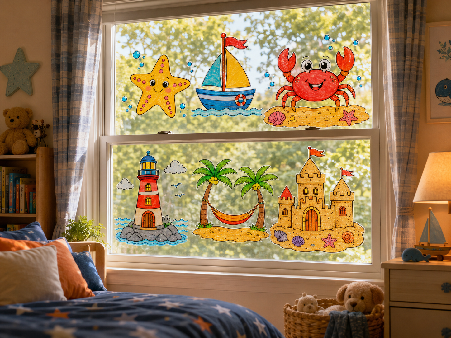 Sommerliche Fensterbilder basteln – kreative Beschäftigung für sonnige Ferientage