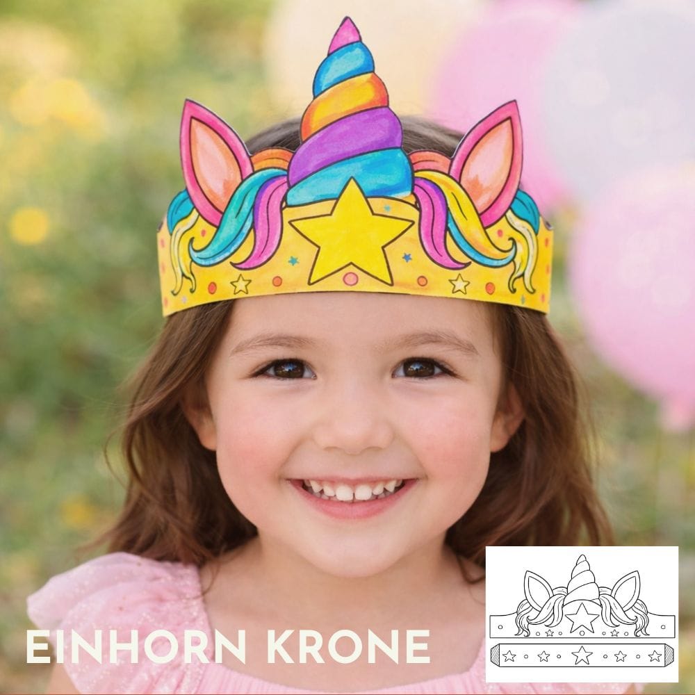 Einhorn Krone Bastelbogen Download