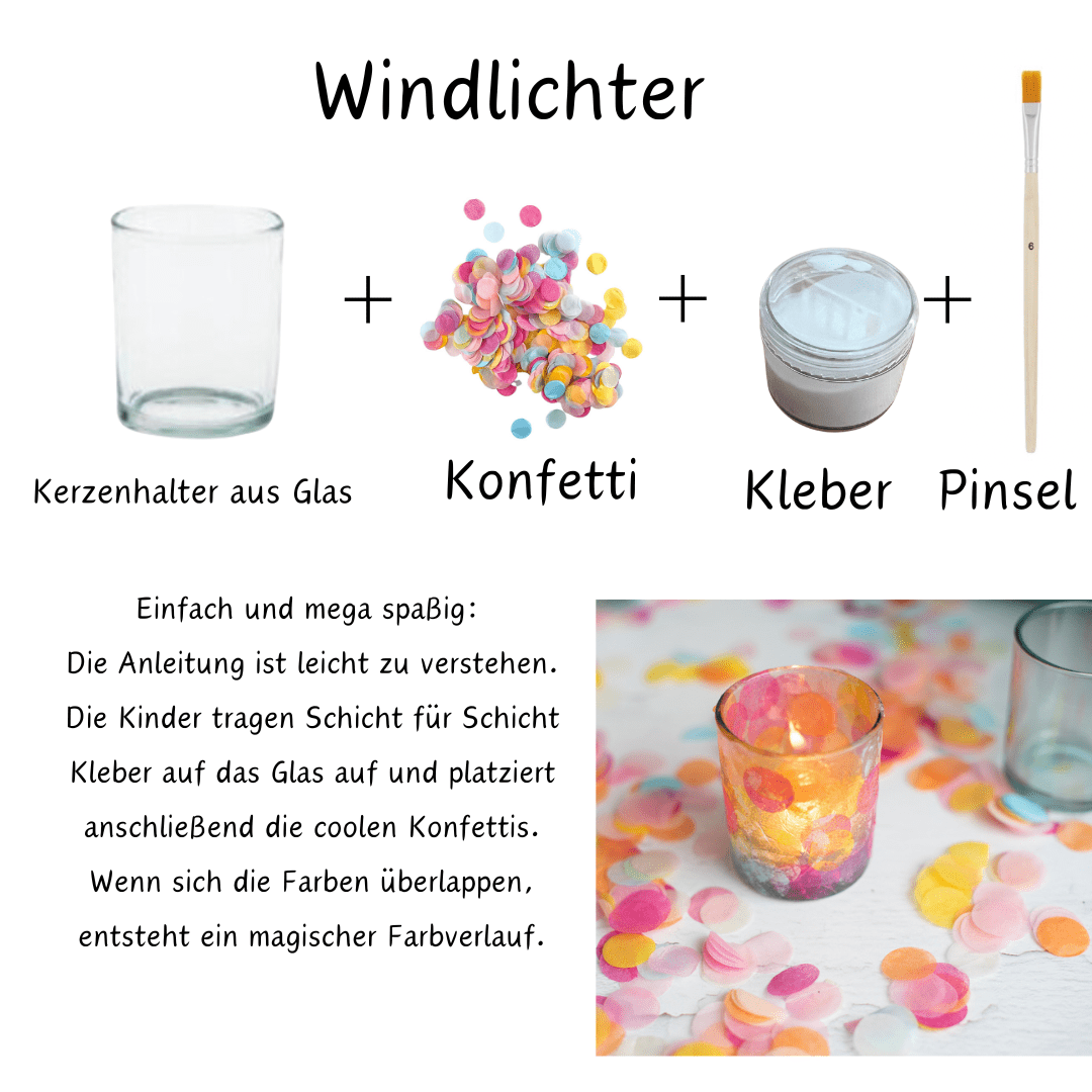 KREATIVES BASTELSET - BUNTE WINDLICHTER 6 STÜCK