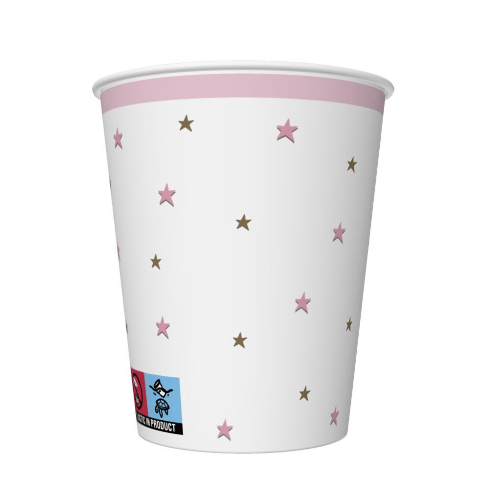 Becher rosa Sterne, 250 ml - 8 Stück