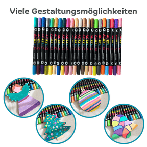Kreatives Weihnachts-Set: 8 Holzanhänger & 24 Acrylstifte