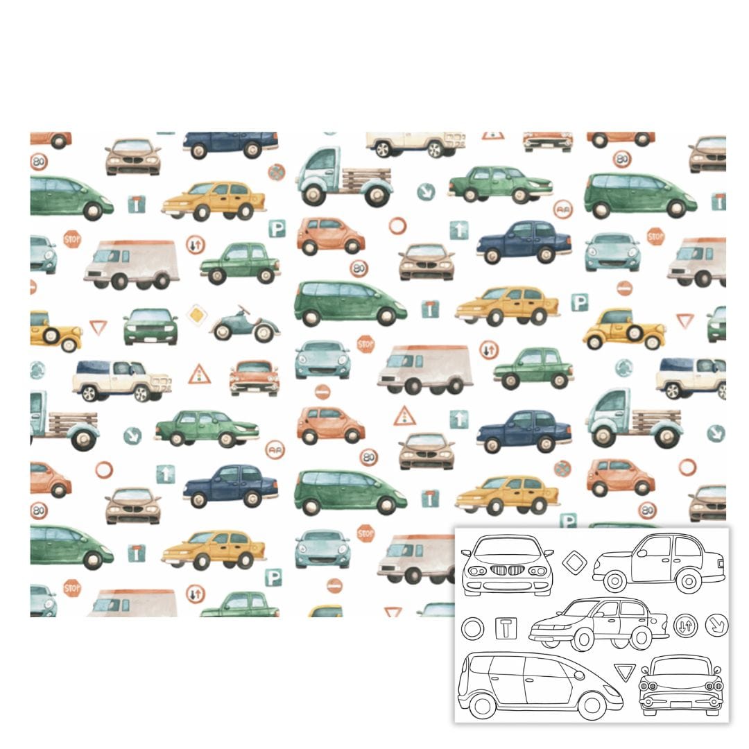Tischsets zum Ausmalen - Autos - 10 Stück