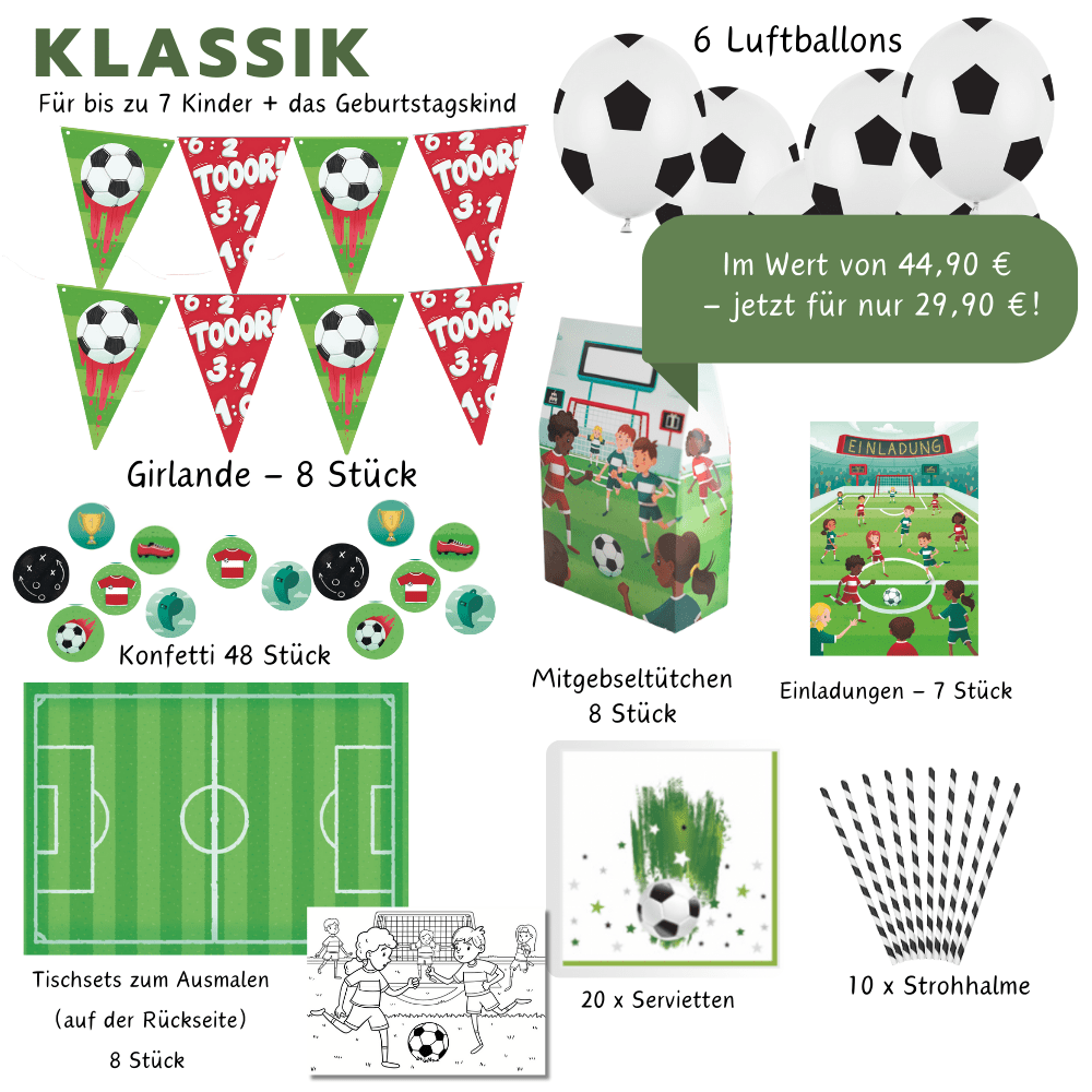 fussball geburstag deko, fussball Kindergeburtstag, fussball mottobox 