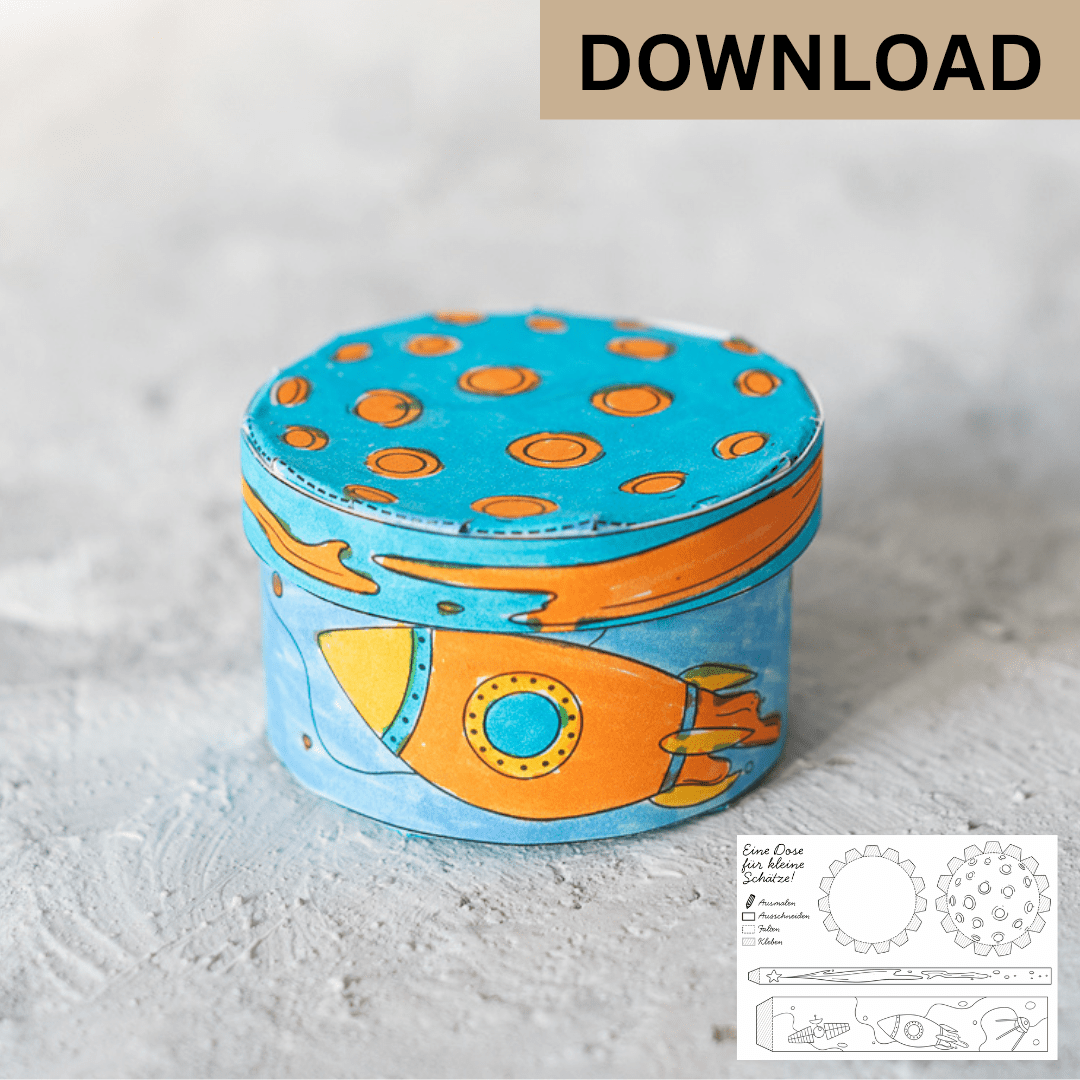 Bastelbogen kleine Schachtel Weltall- Download