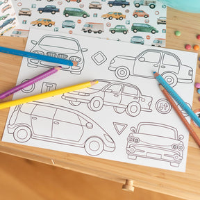 Tischsets zum Ausmalen - Autos - 10 Stück