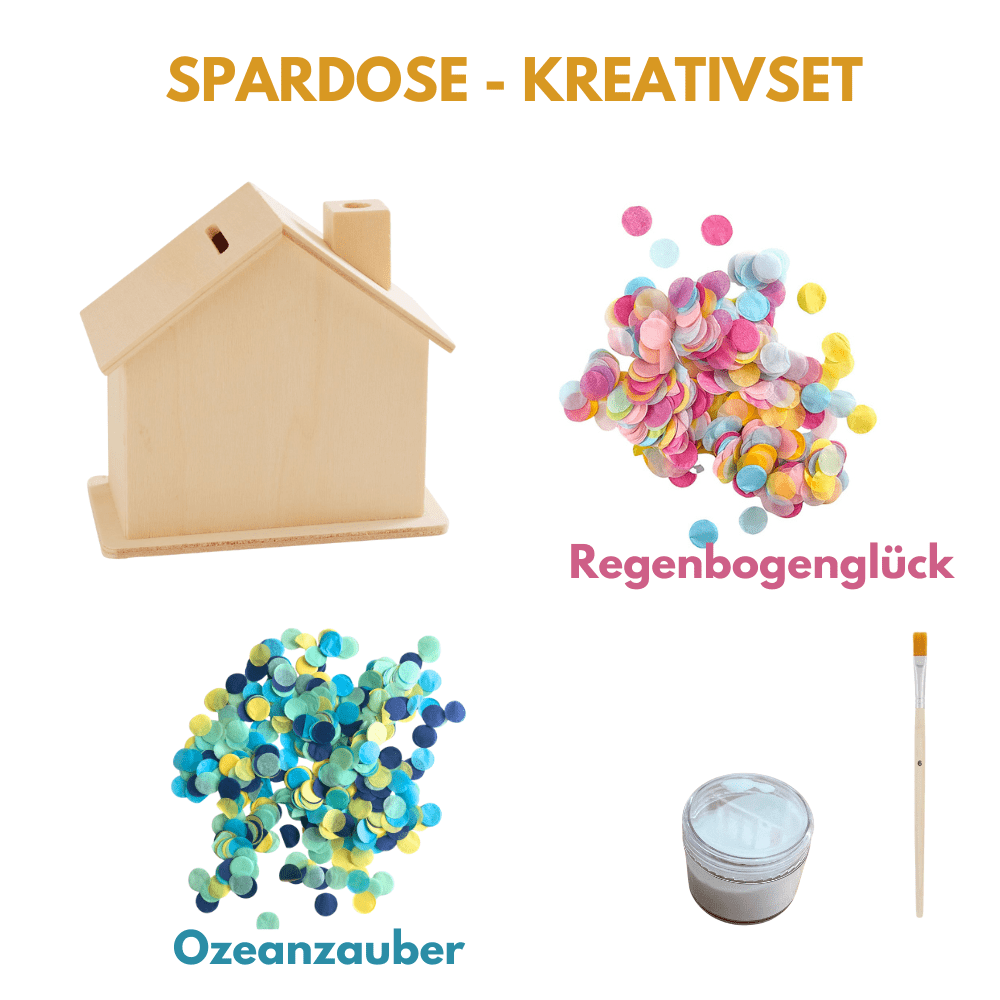 Konfetti Bastelset - bunte Spardose