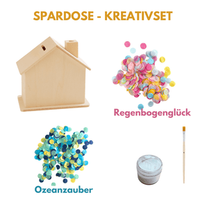 Konfetti Bastelset - bunte Spardose