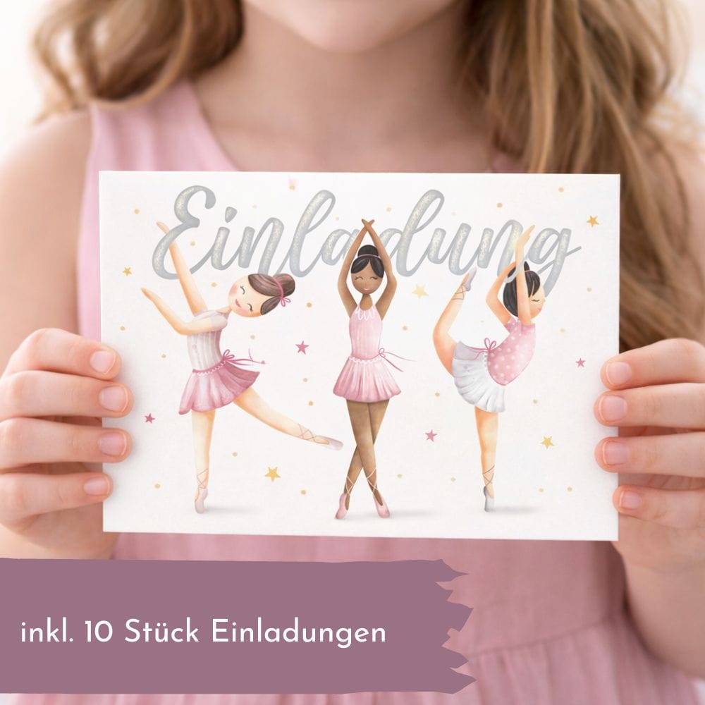 Ballerina Einladung - 10 Stück