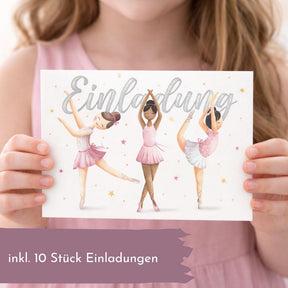 Ballerina Einladung - 10 Stück