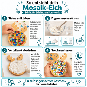 Mosaik Elch Untersetzer 2x