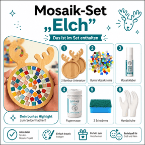 Mosaik Elch Untersetzer 2x
