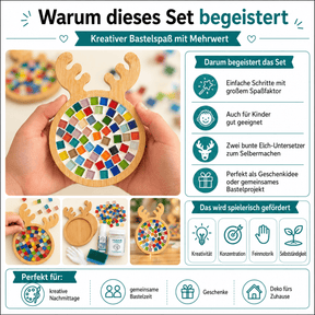 Mosaik Elch Untersetzer 2x