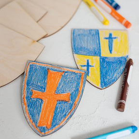 Mini Ritter Schild aus Holz zum Bemalen - 10 Stück - Mitgebsel