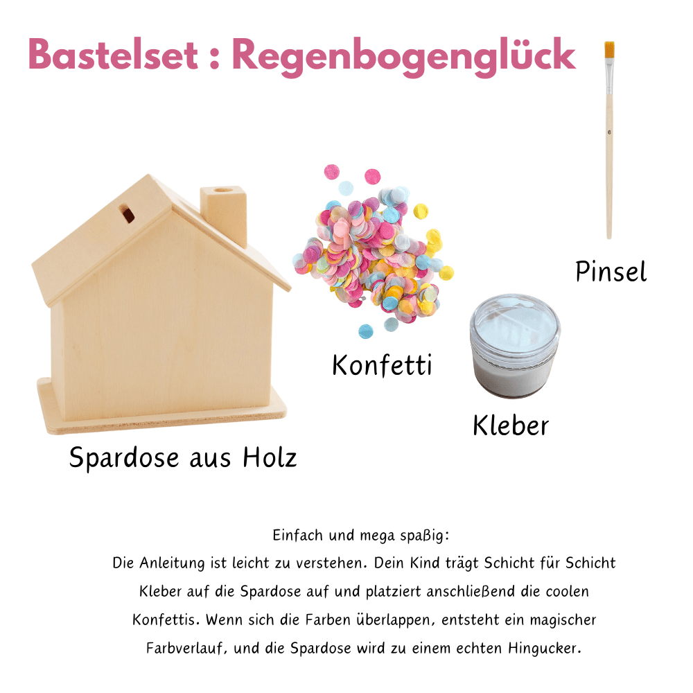 Konfetti Bastelset - bunte Spardose