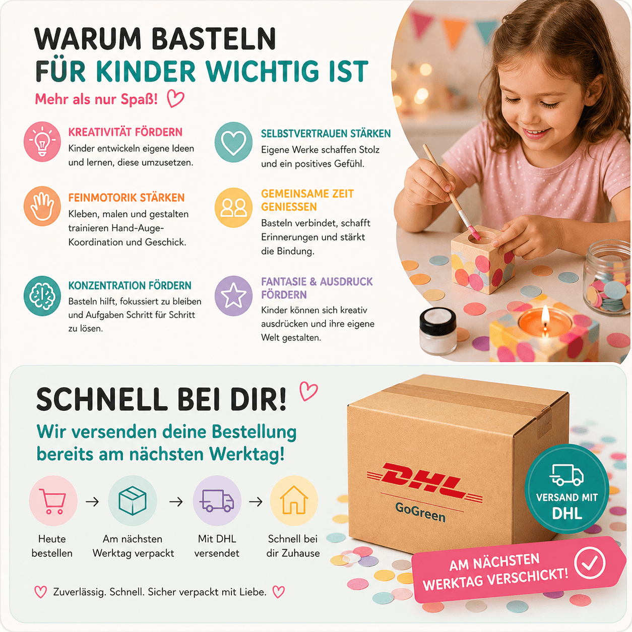 Kreatives Bastelset - Bunte Kerzenhalter für 8 Kinder