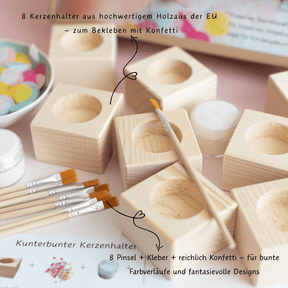 Kreatives Bastelset - Bunte Kerzenhalter 8 Stück
