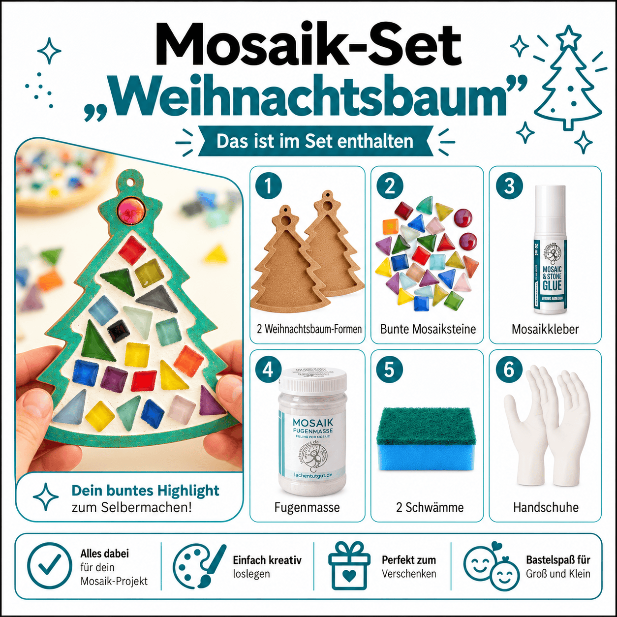 Mosaik Weihnachtsbaum 2x