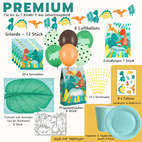 Ultimatives Dino Partyset - Premium Box, Magnete, Folien Luftballon, Holz Dinos, Bastel Download