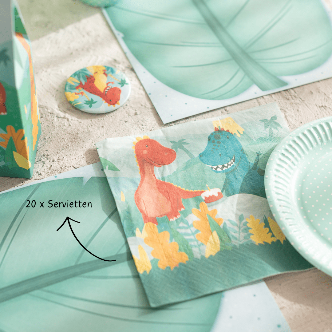 Ultimatives Dino Partyset - Premium Box, Magnete, Folien Luftballon, Holz Dinos, Bastel Download