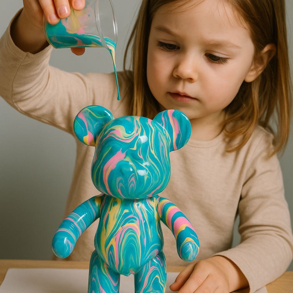 Bär mit Gießfarben