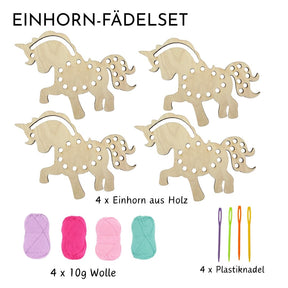 Bastelset – Kreativer Fädelspaß für den Einhorn-Geburtstag für 4 Kinder
