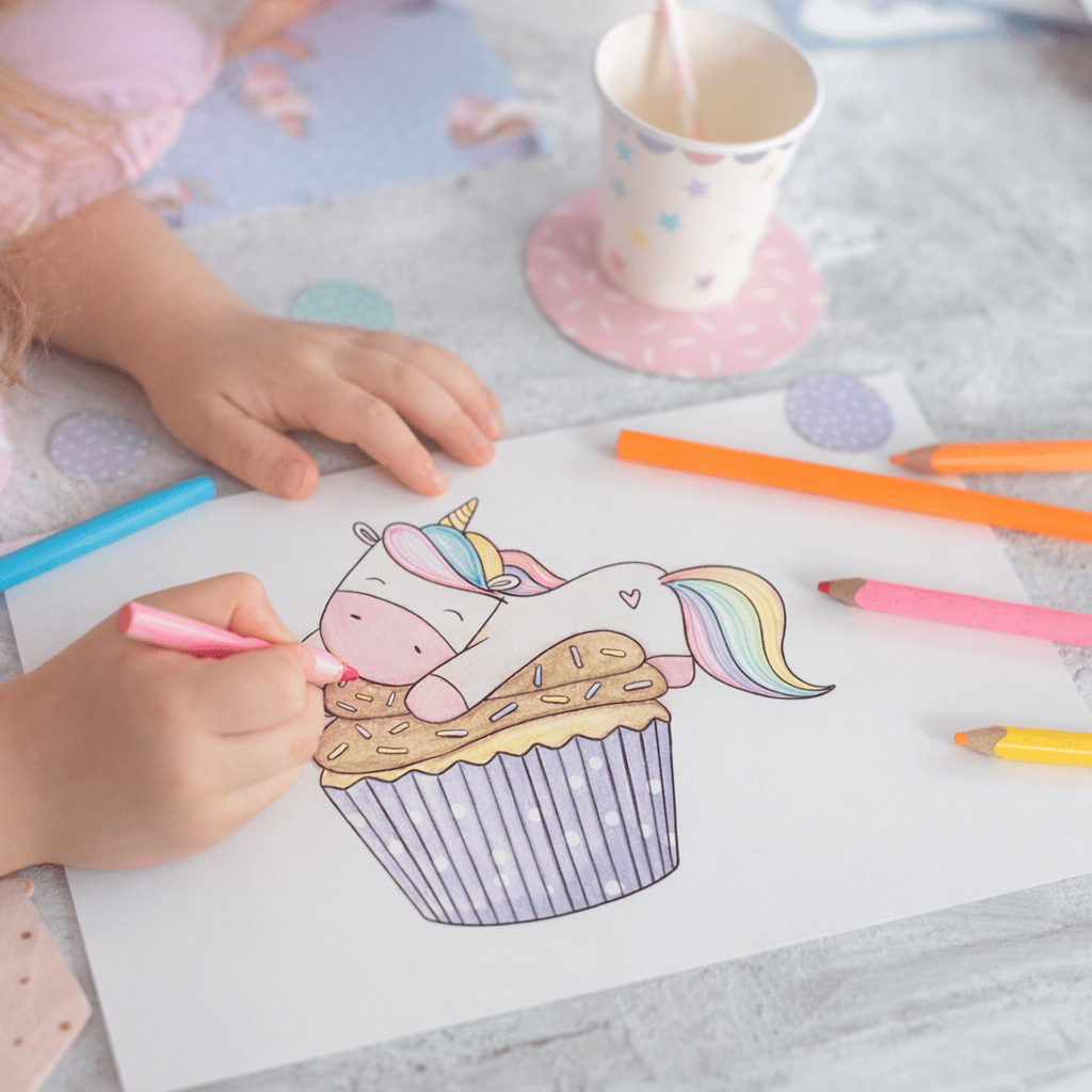 Tischsets zum Ausmalen - Baby Einhorn - 10 Stück