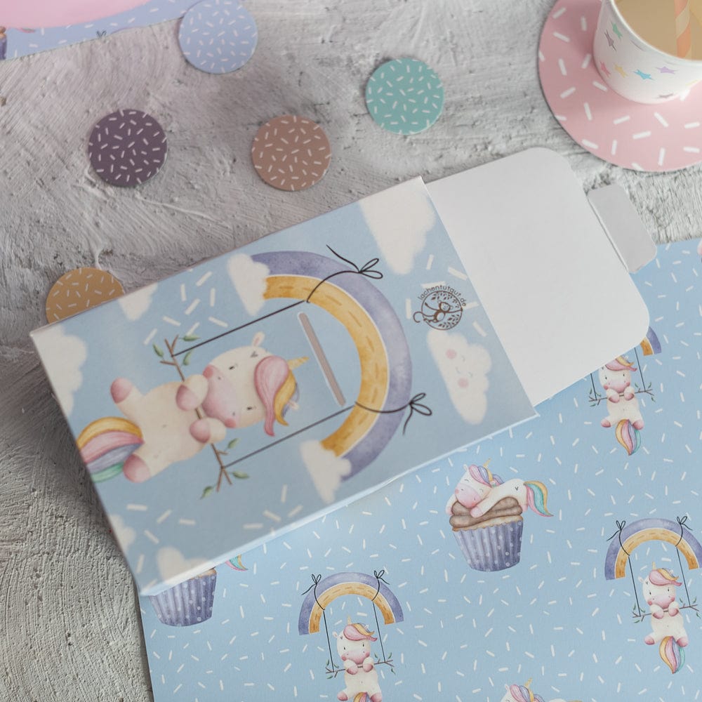 Mitgebsel Set Baby Einhorn 10 x Tüte, 10 x Radiergummi, 10 x Wasserfarben