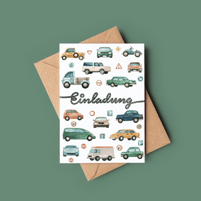 Einladung Auto - 10 Stück