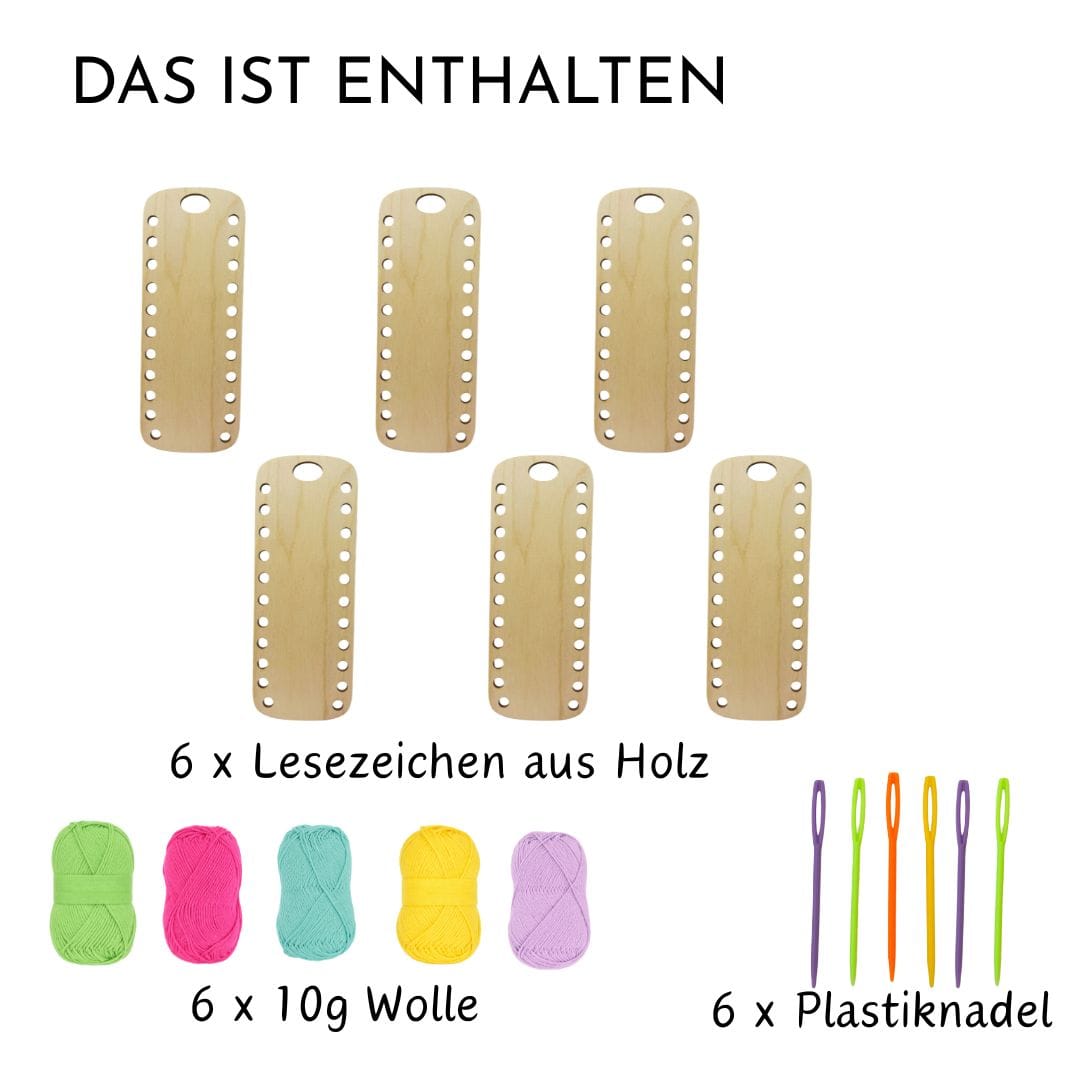 Fädelspass Lesezeichen für 6 Kinder