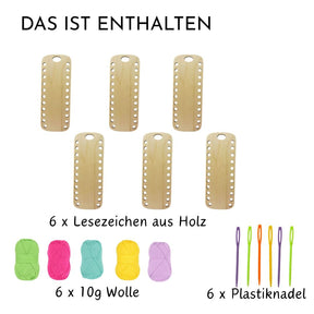 Fädelspass Lesezeichen für 6 Kinder