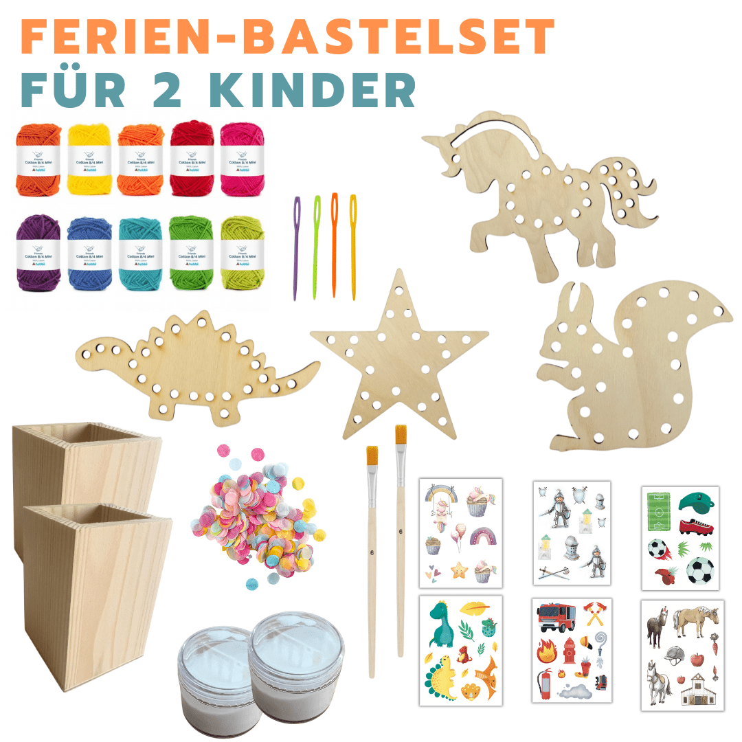 Ferien-Bastelbox für 2 Kinder – Kreativ, lehrreich und voller Spaß!