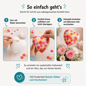 Bastelset - Konfetti-Herzen für 2 Kinder