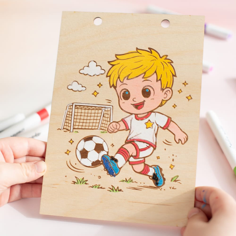 Kreativset - Holzbilder gestalten - Dino, Fussball