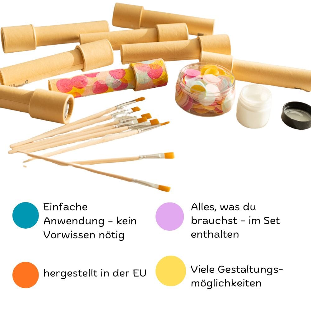 Kreatives Bastelset - Bunte Kaleidoskope für 8 Kinder