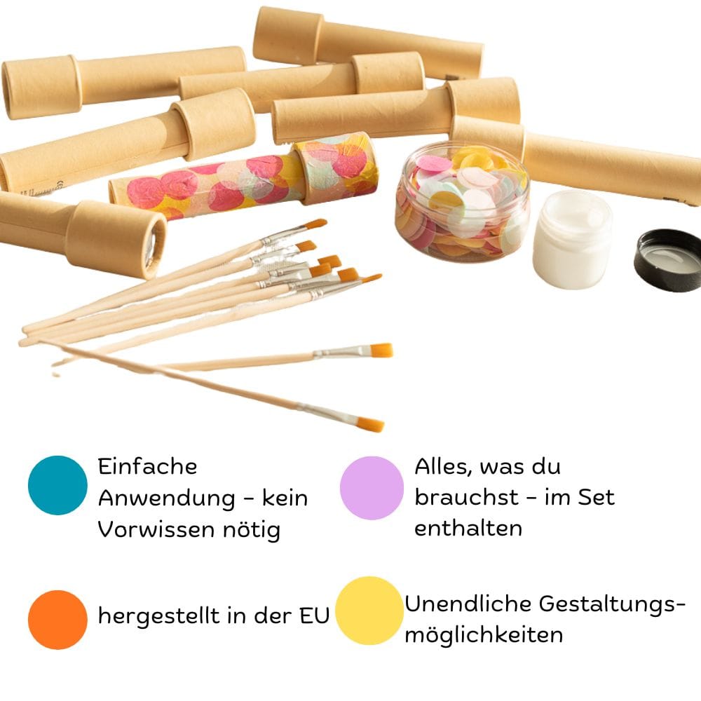 Kreatives Bastelset - Bunte Kaleidoskope für 8 Kinder