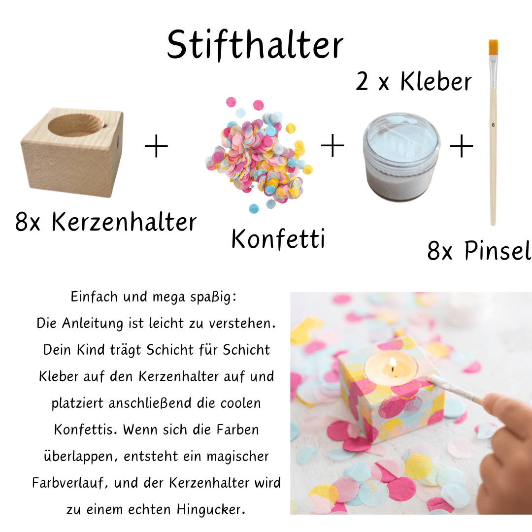 Kreatives Bastelset - Bunte Kerzenhalter 8 Stück