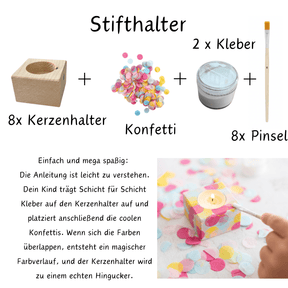 Kreatives Bastelset - Bunte Kerzenhalter 8 Stück