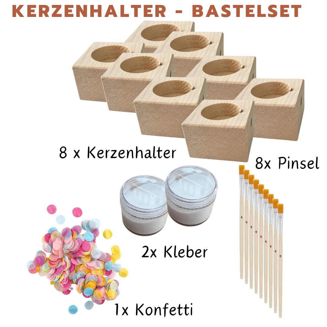 Kreatives Bastelset - Bunte Kerzenhalter 8 Stück