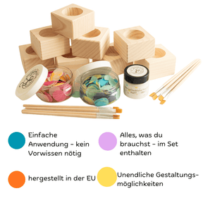 Kreatives Bastelset - Bunte Kerzenhalter für 8 Kinder