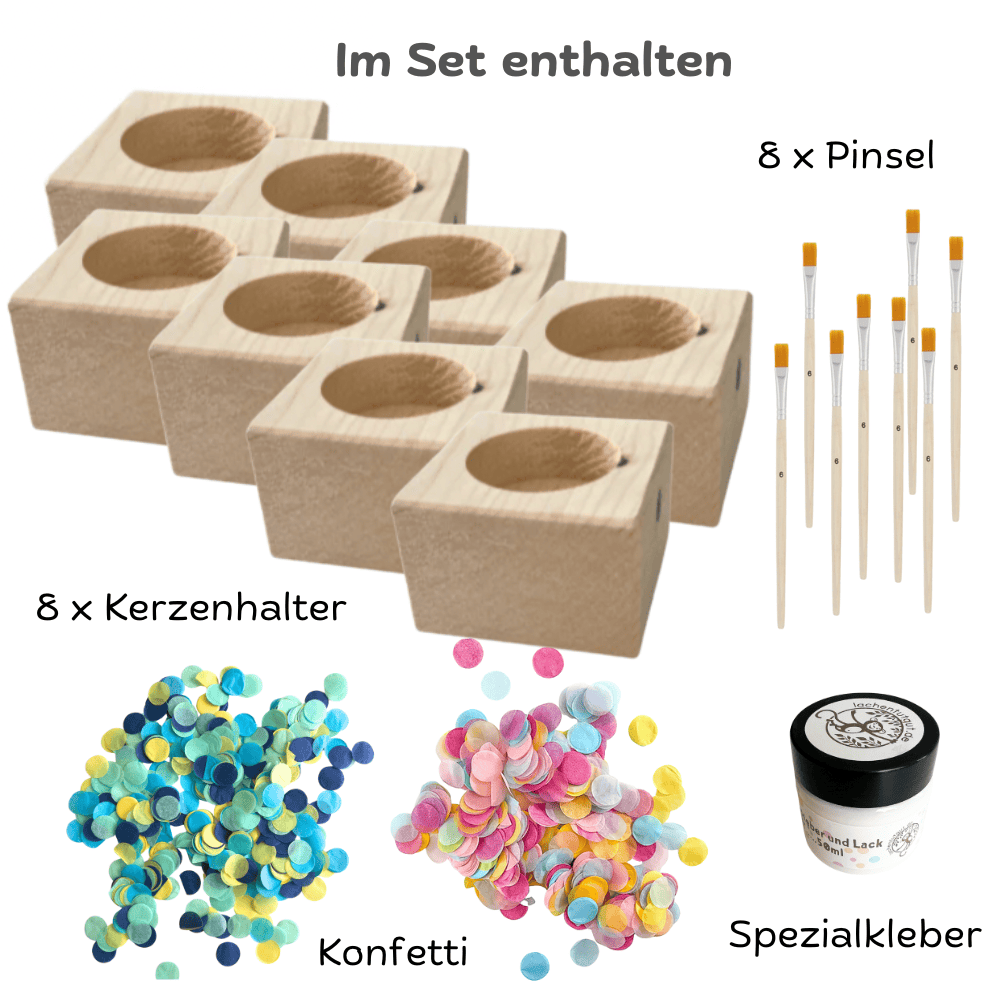 Kreatives Bastelset - Bunte Kerzenhalter für 8 Kinder